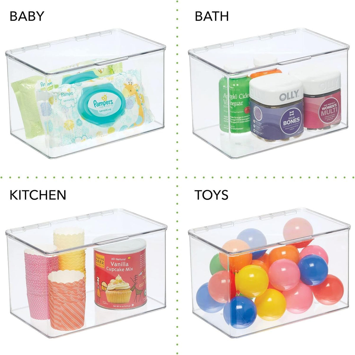 Clear 8 Pack Stackable Plastic Storage Bin with Lid Y20281