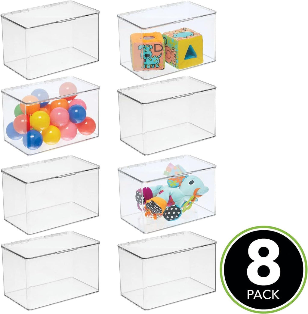 Clear 8 Pack Stackable Plastic Storage Bin with Lid Y20281