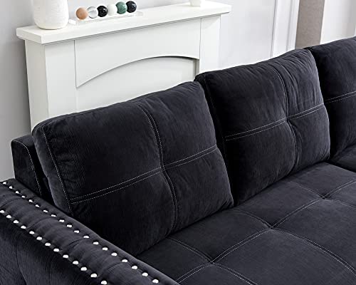 Black Sectional Sofa with Storage Chaise R791637
