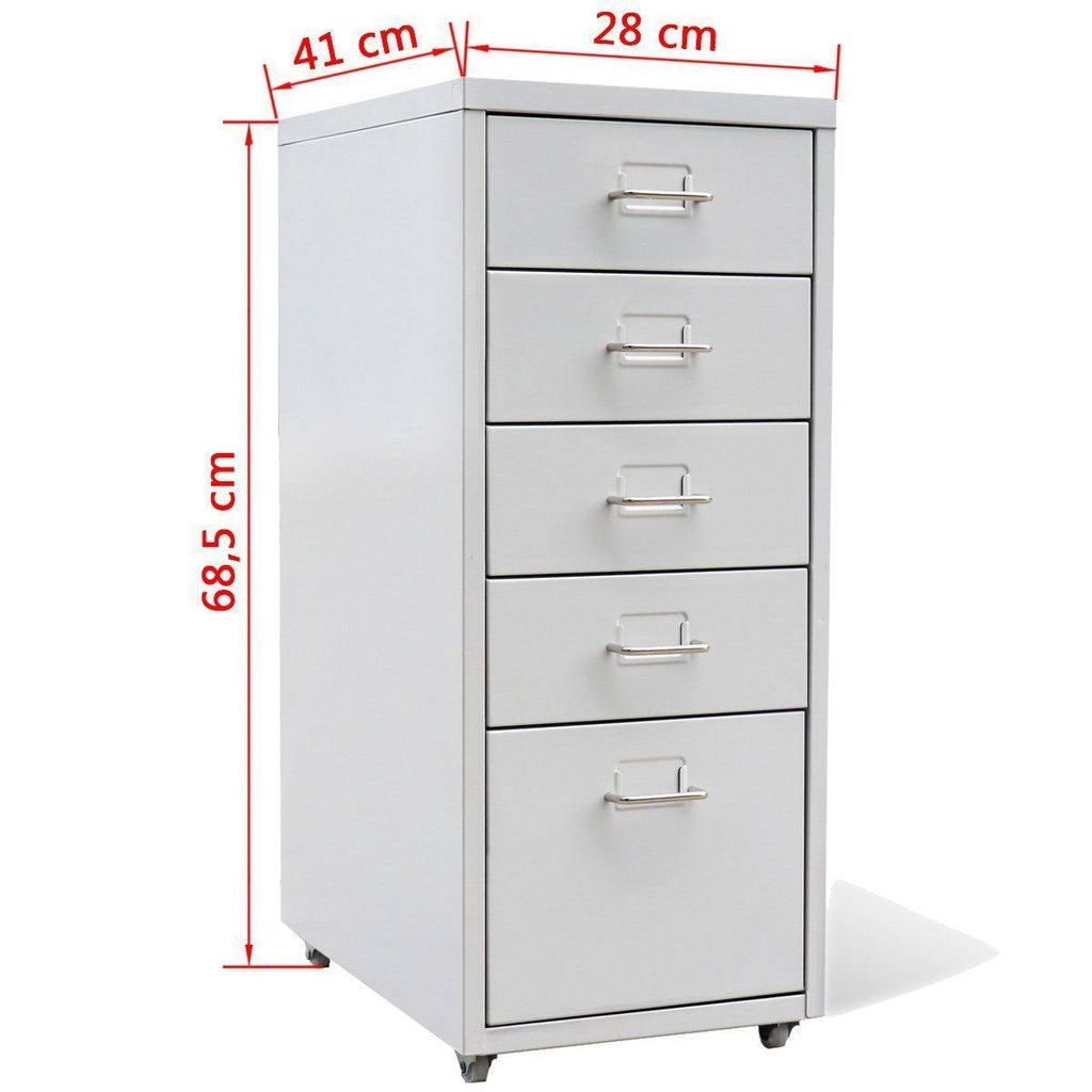 Metal Filing Cabinet with 5 Drawers Gray J55724