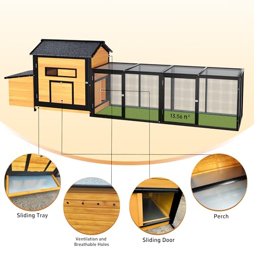 Extra Large Outdoor Chicken Coop with Nesting Box & Leak-Proof Tray Y10373