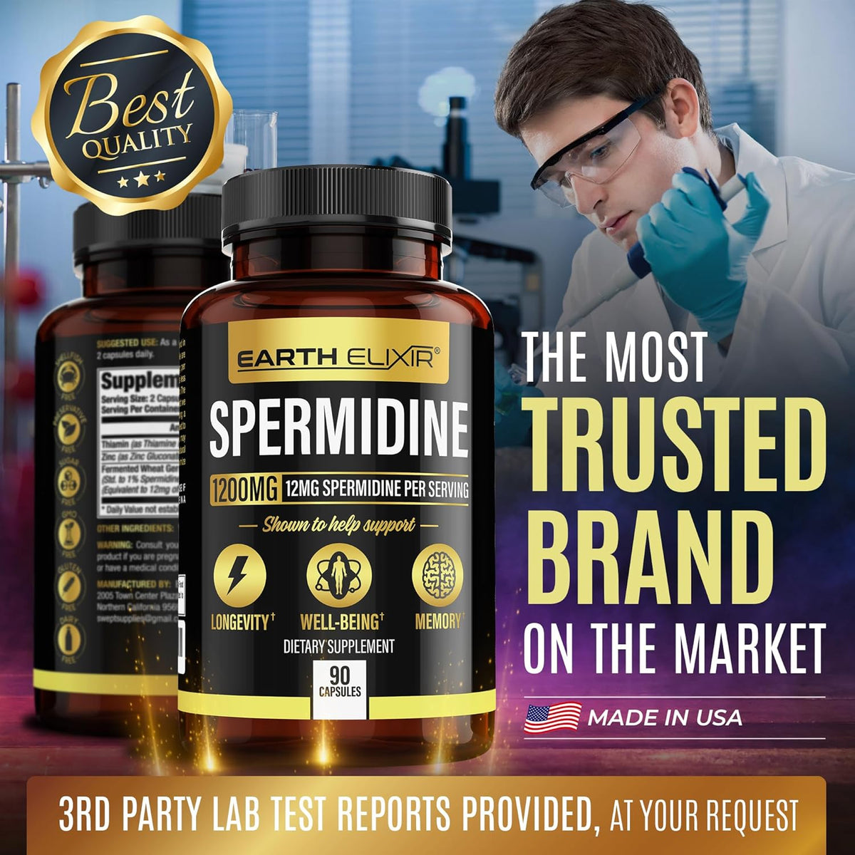 90 Capsules Spermidine Supplements 1200mg T28534