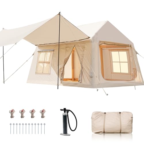 Inflatable Tent with Hand Pump and Stove Jack, Waterproof Oxford, 4-6 Person T361