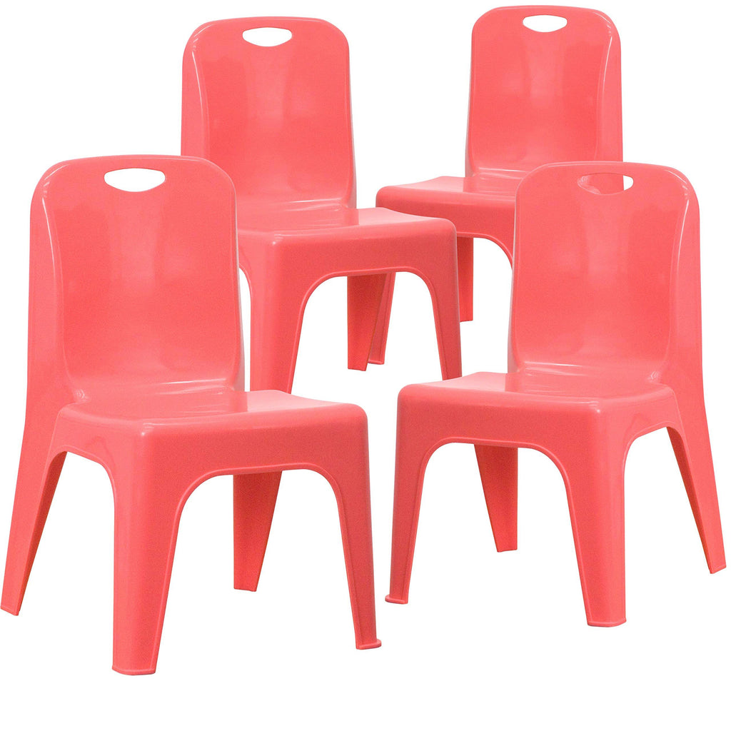 Red 4 Pack Stackable Plastic School Chair with Carrying Handle P44145