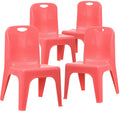 Red 4 Pack Stackable Plastic School Chair with Carrying Handle P44145