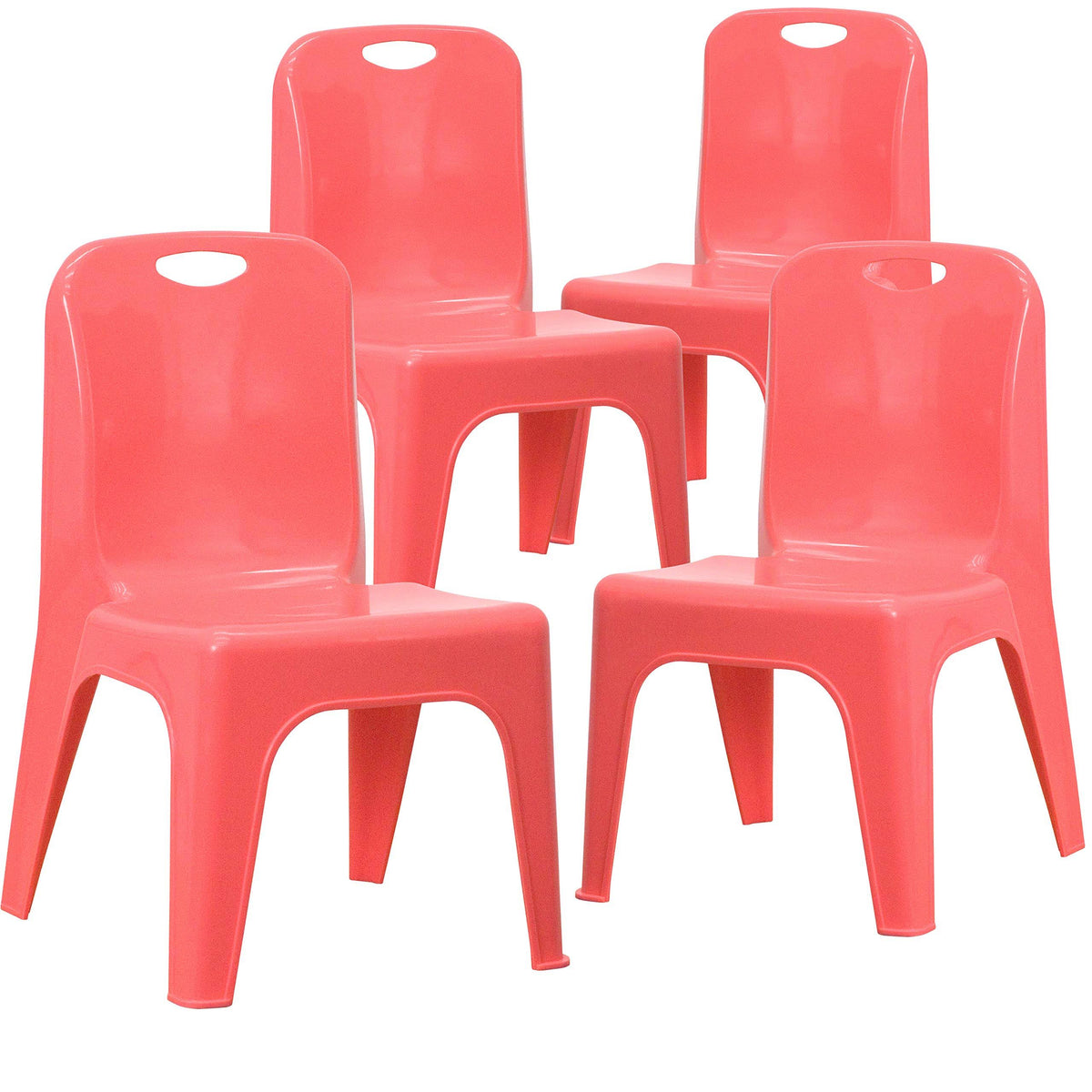 Red 4 Pack Stackable Plastic School Chair with Carrying Handle P44145