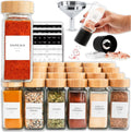 24 Glass Spice Jars with Bamboo Lids and Labels Y6229