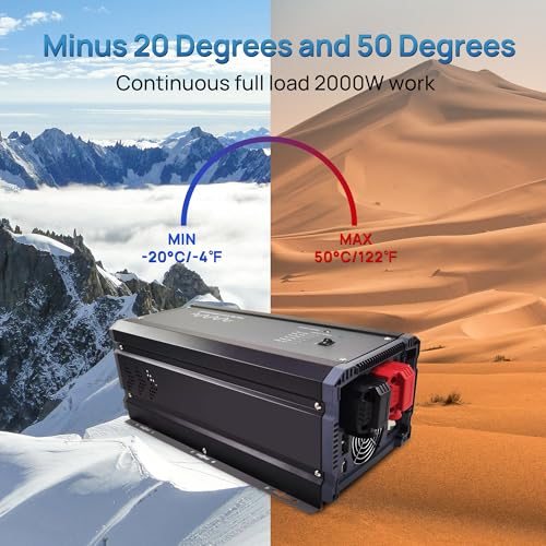 2000W Pure Sine Wave Power Inverter Charger 12V DC to 120V AC with LCD Remote Panel F3943