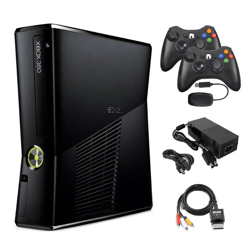 Black Xbox 360 S 4GB Game Console with 2 Wireless Controllers H3070