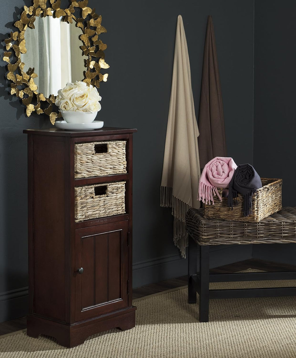 Distressed Black Cabinet F38085