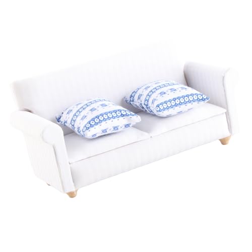 Miniature 2-Seat Sofa with Blue Flower Pattern Cushion K827323