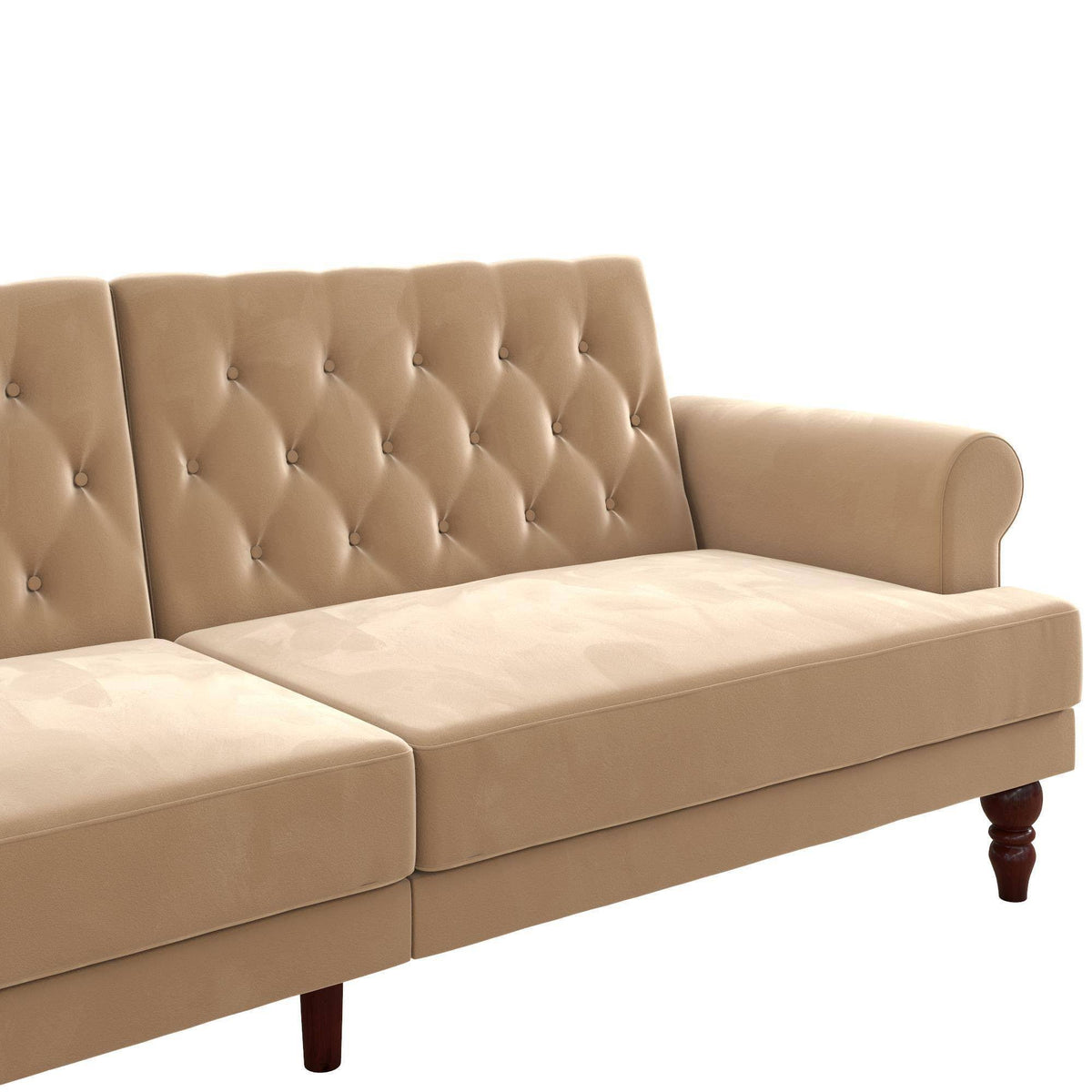 Ivory Velvet Convertible Futon R166