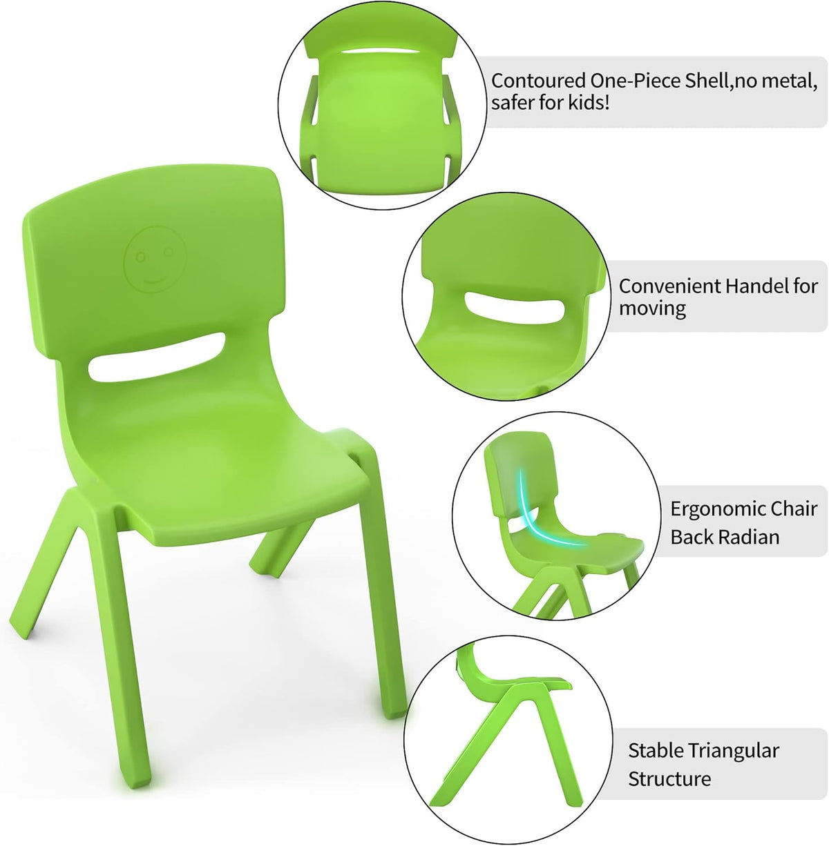 Colorful Stackable School Chairs 11 inch Seat Height Plastic Kids Chairs Q111
