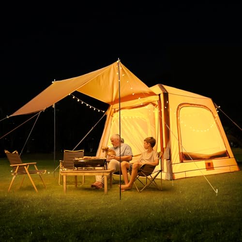 Inflatable Tent with Hand Pump and Stove Jack, Waterproof Oxford, 4-6 Person T361