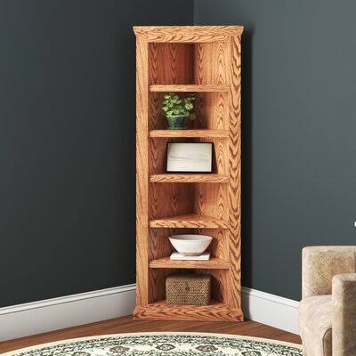 60x22 H x 27x22 W Corner Bookcase Chestnut Oak O153659