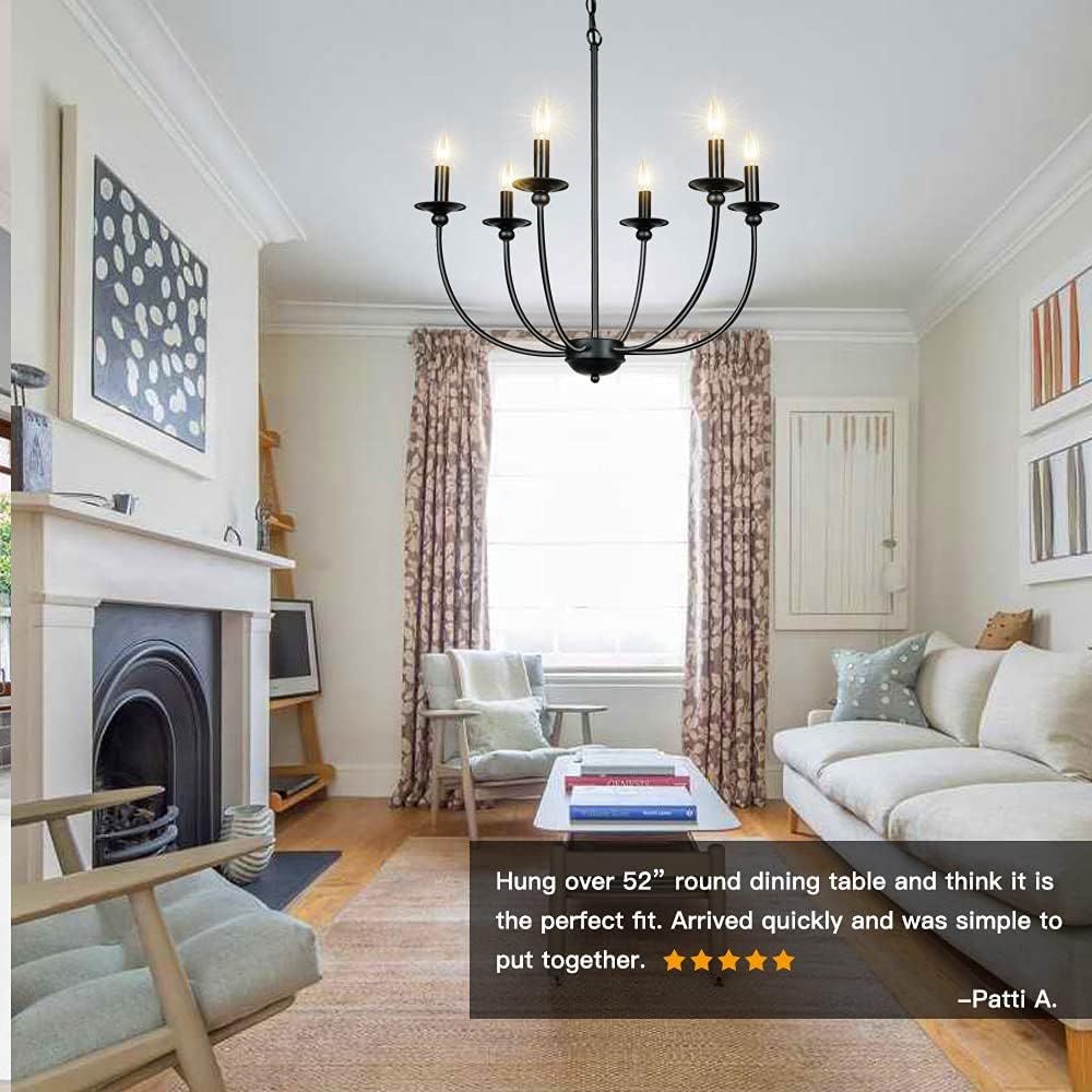Black 6-Light Wrought Iron Chandelier B2691