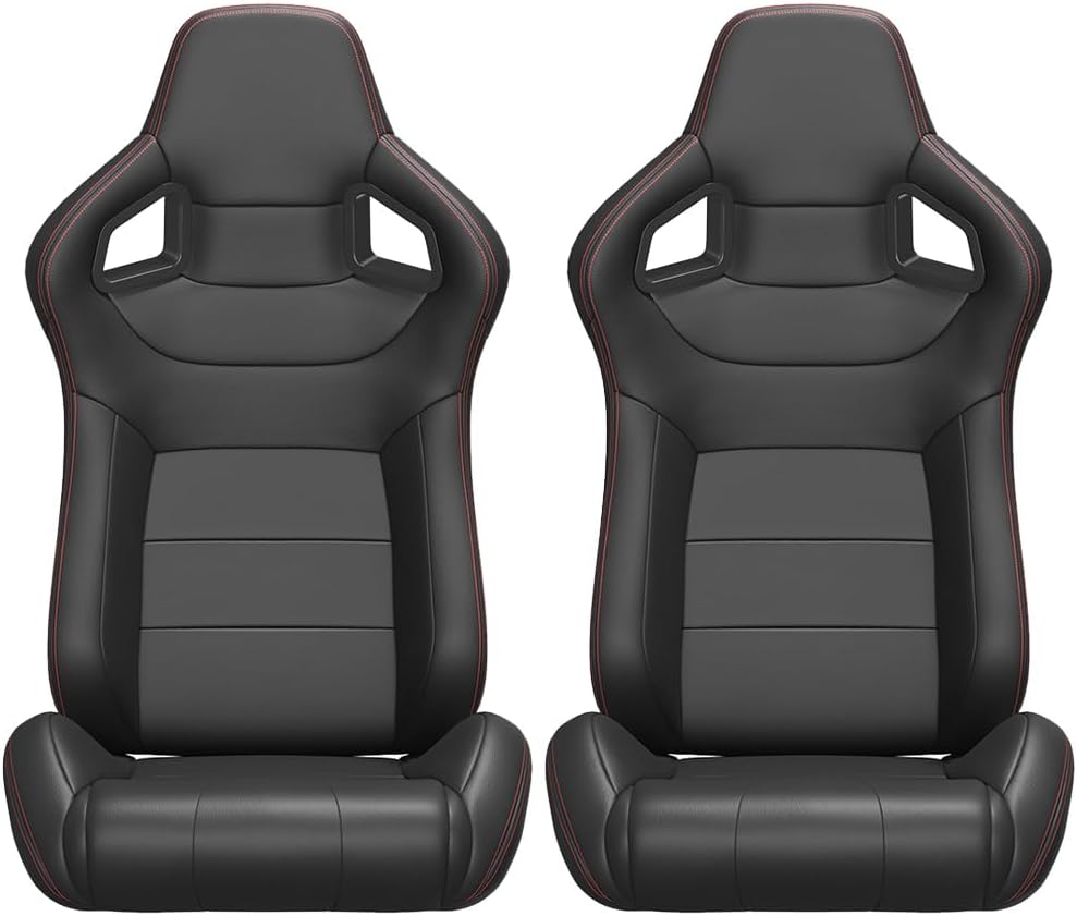 Red Stitch PVC Leather Racing Seats X7389