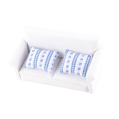 Miniature 2-Seat Sofa with Blue Flower Pattern Cushion K827323