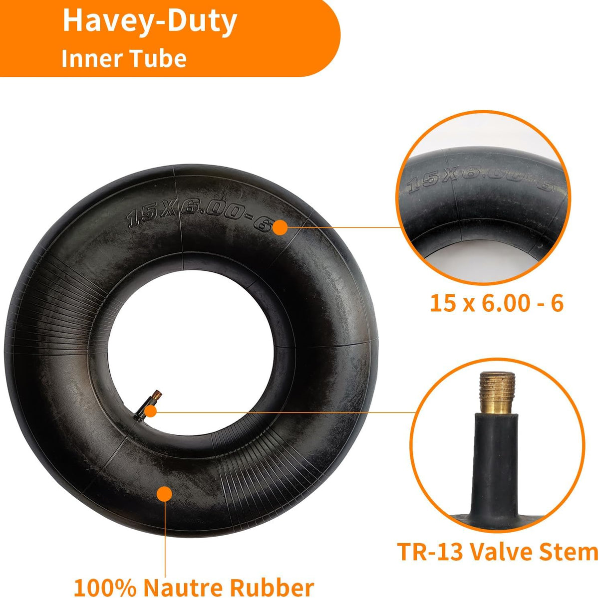 2PCS 15x6.00-6 Inner Tube with TR-13 Valve Stem J95056