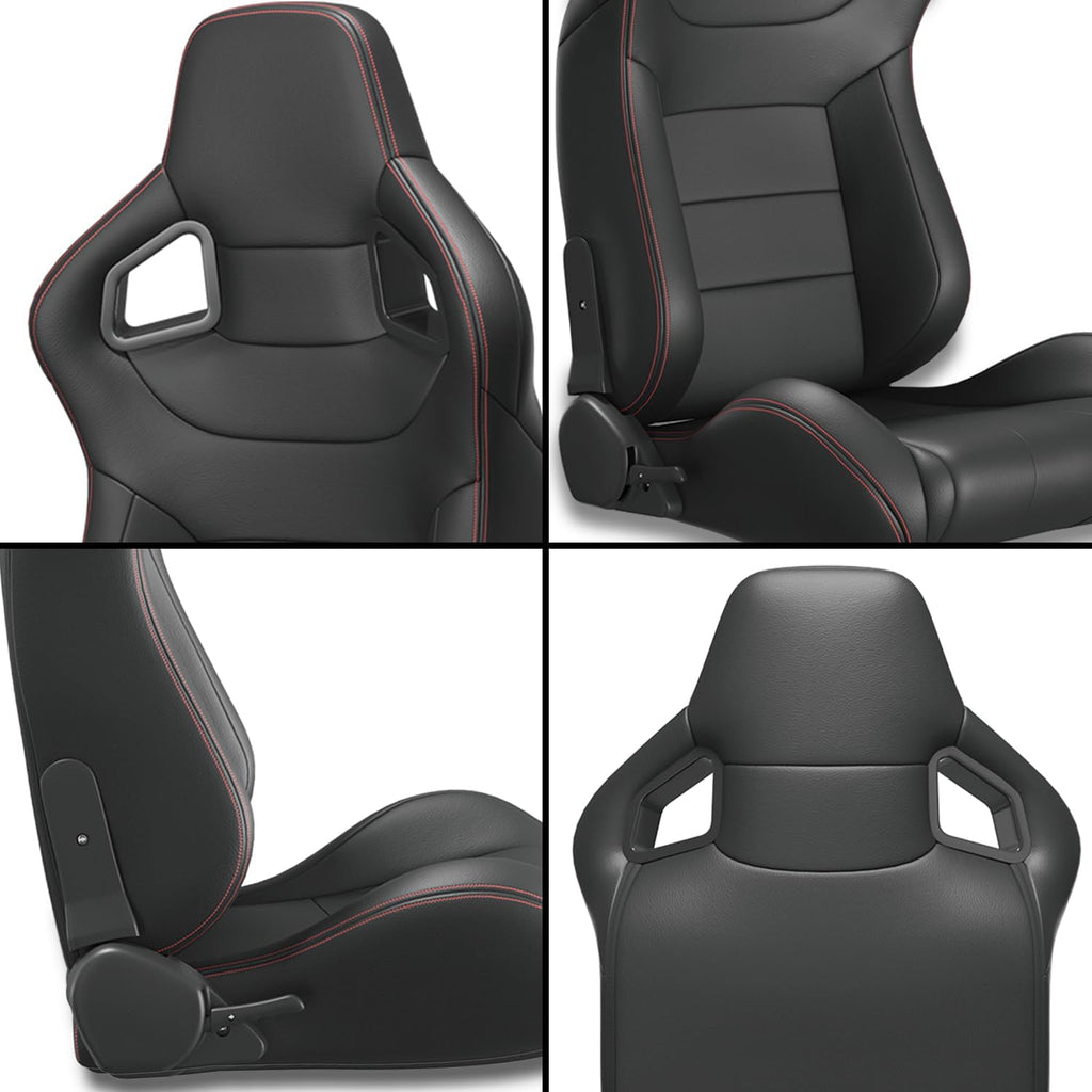 Red Stitch PVC Leather Racing Seats X7389