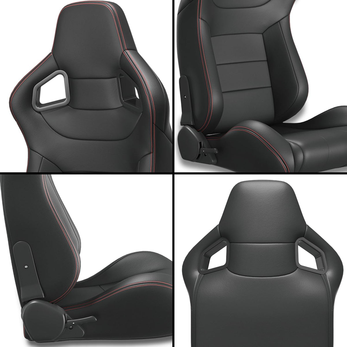 Red Stitch PVC Leather Racing Seats X7389