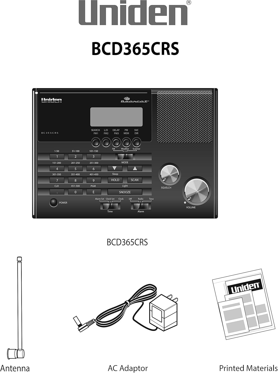 Black Clock/FM Radio Scanner with Weather Alert O3903