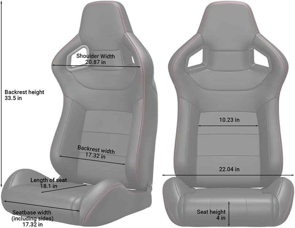 Red Stitch PVC Leather Racing Seats X7389