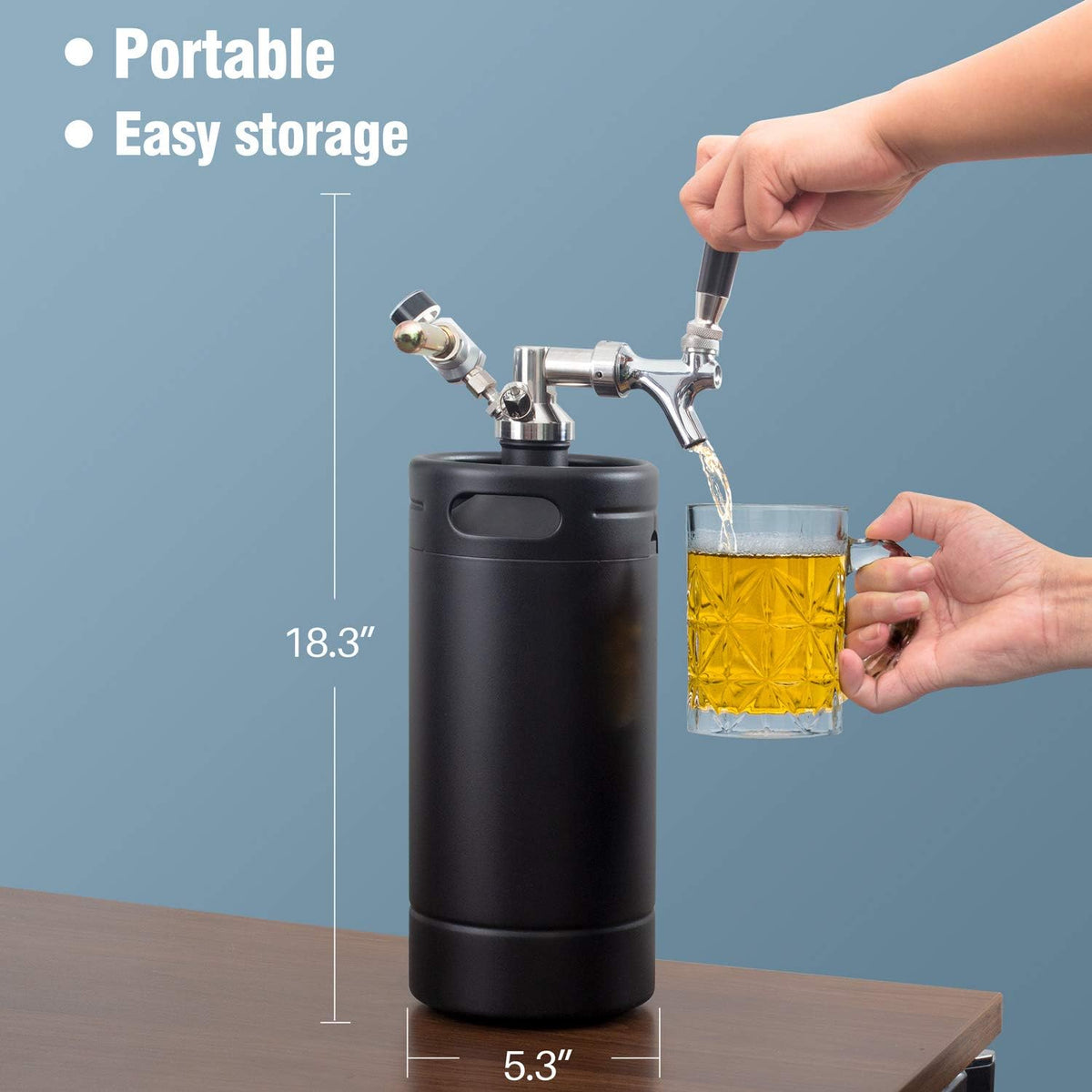 128oz Pressurized Stainless Steel Mini Keg with Cooler Jacket X586934
