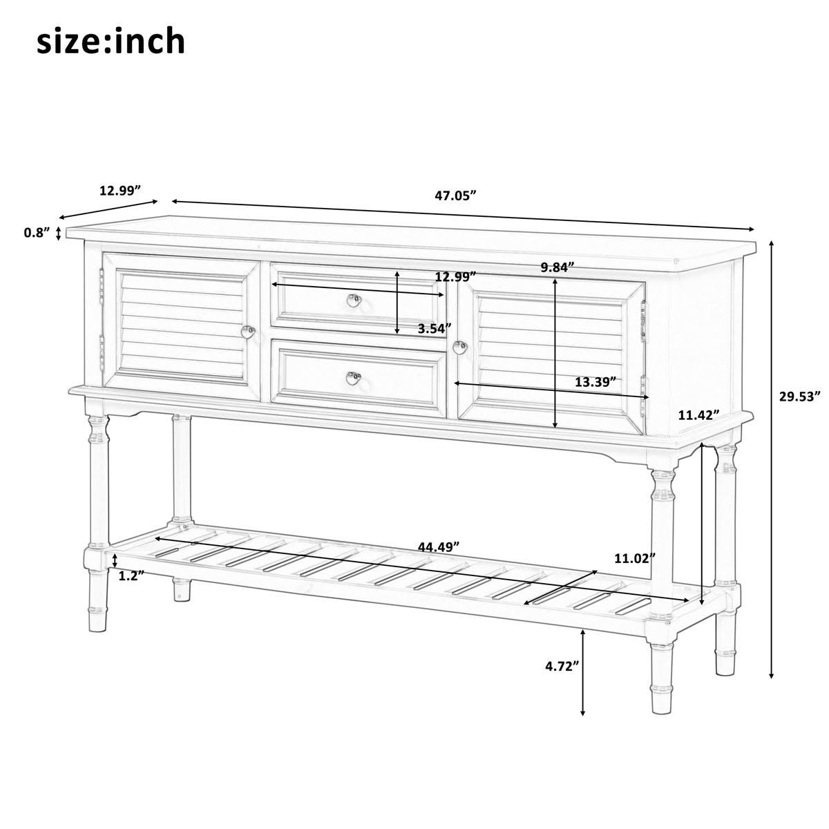 Navy Blue Console Table with 2 Drawers T55728