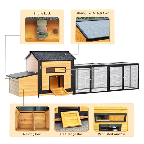 Extra Large Outdoor Chicken Coop with Nesting Box & Leak-Proof Tray Y10373