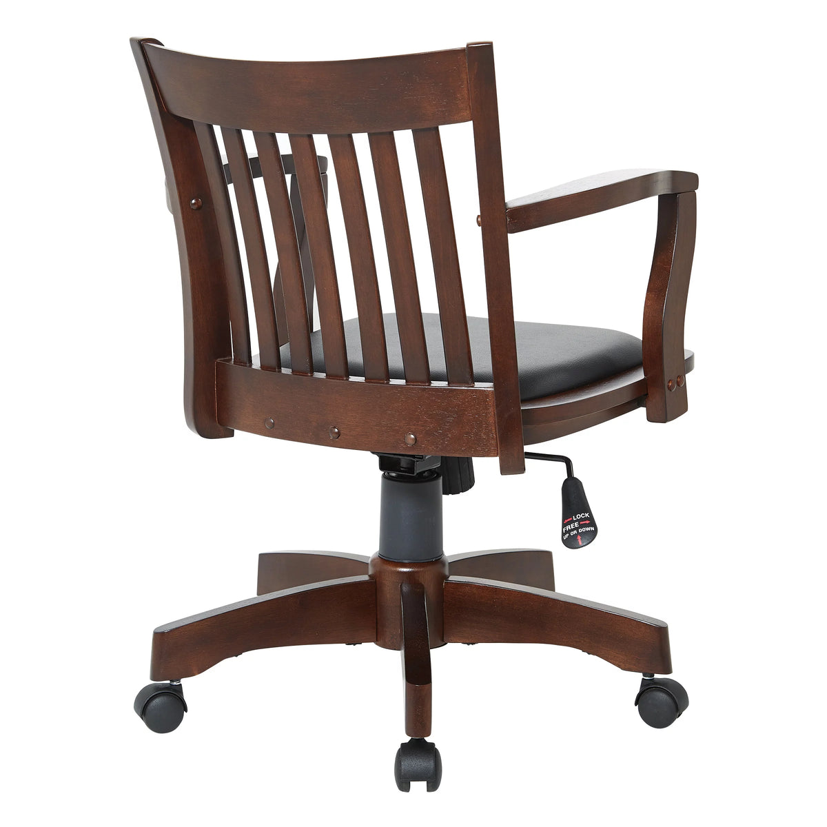 Espresso Finish Black Vinyl Bankers Chair Y705