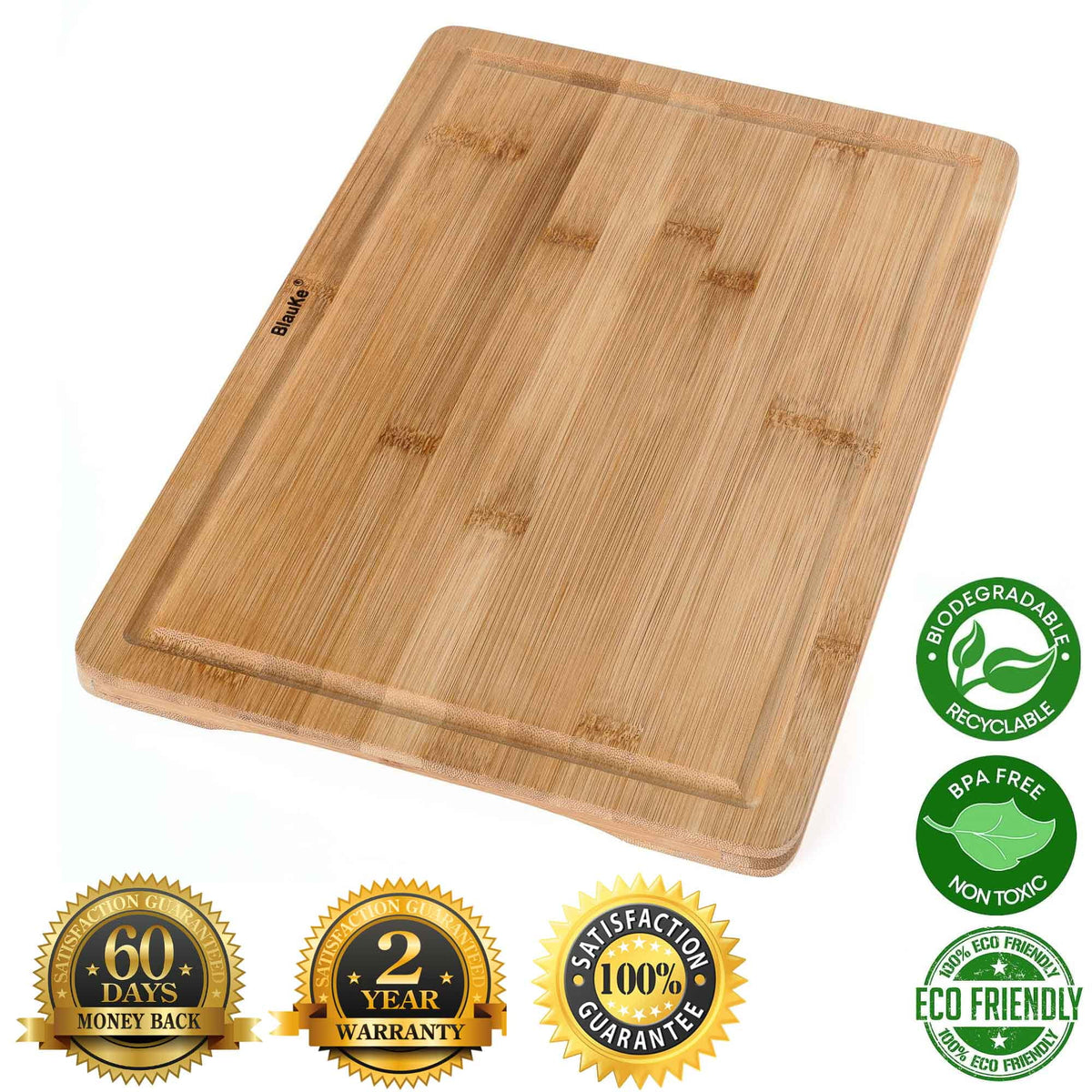 15x10" Bamboo Cutting Board with Juice Groove and Handles Q993120