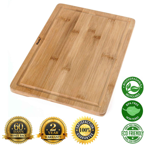 15x10" Bamboo Cutting Board with Juice Groove and Handles Q993120