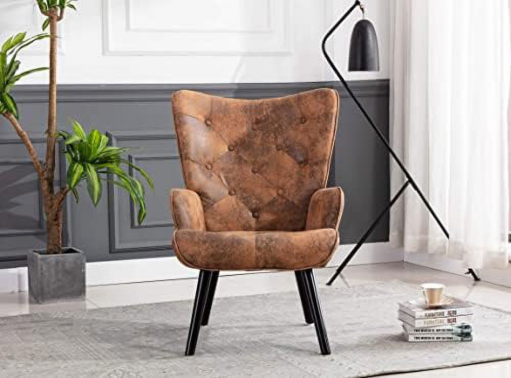 Microfiber Cushioned Wingback Armchairs Set D6502