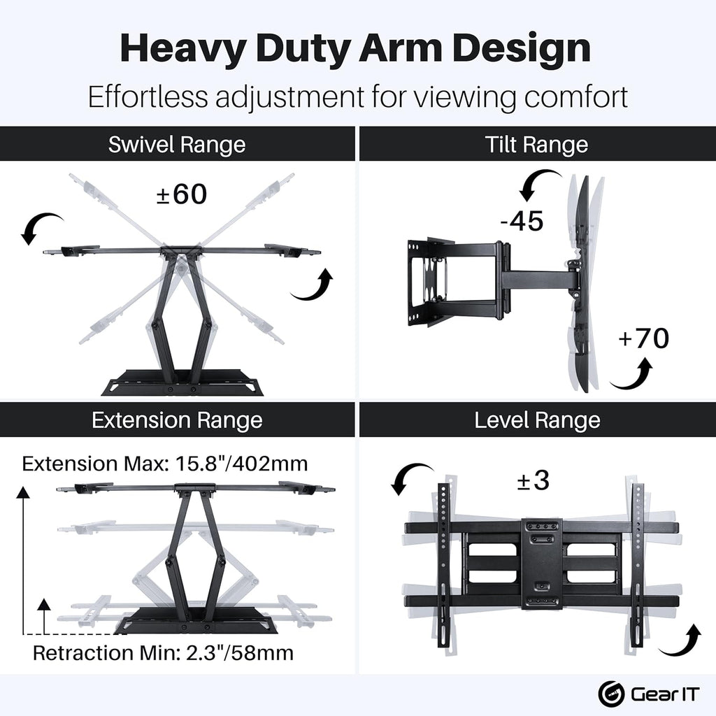TV Wall Mount Full Motion Articulating Arm Vesa 200 300 400 600 Pack of 2 N7998