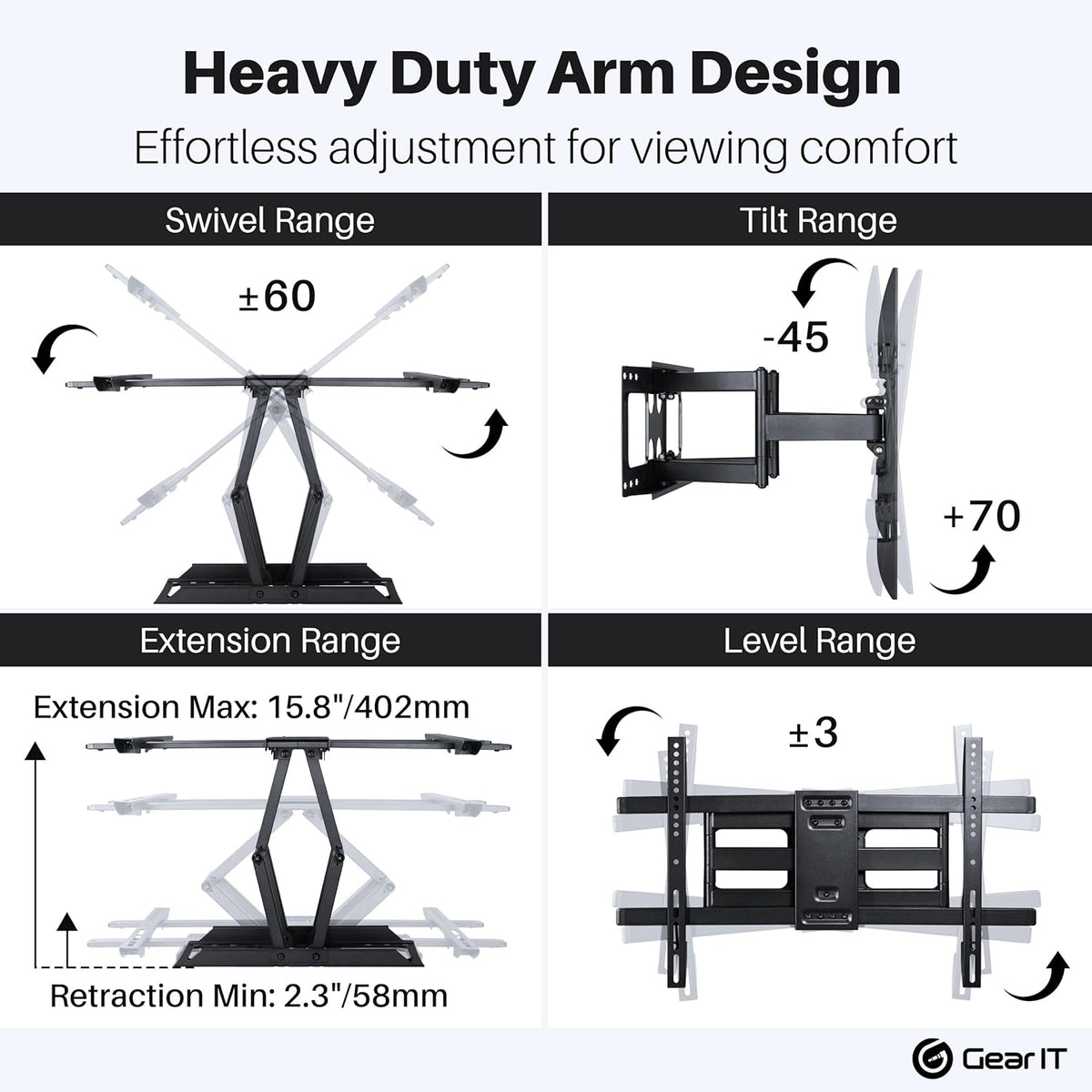 TV Wall Mount Full Motion Articulating Arm Vesa 200 300 400 600 Pack of 2 N7998