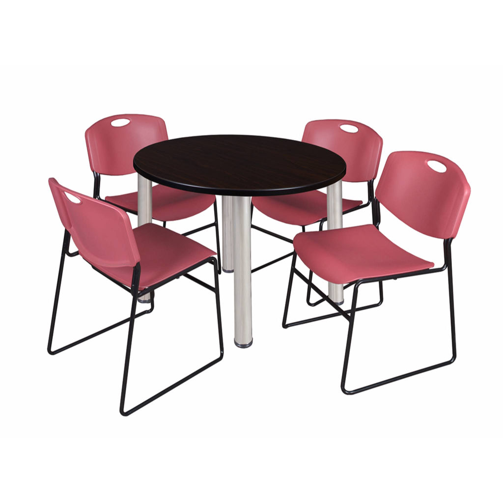 36x22 Round Breakroom Table with 4 Stack Chairs S543835