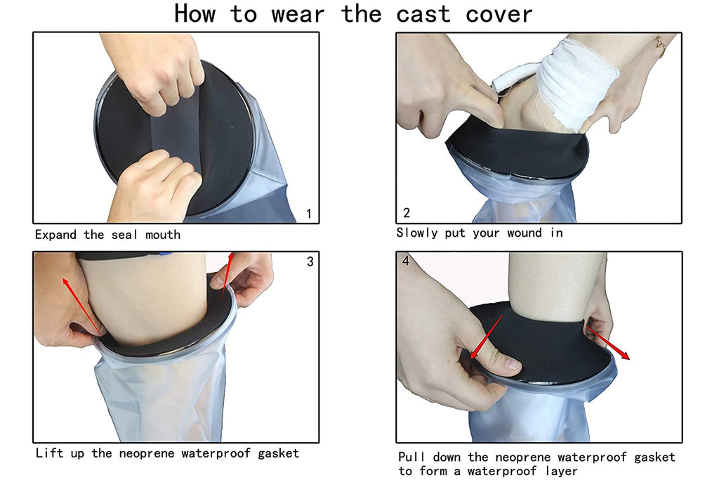 Waterproof Foot Cast Cover for Shower (Black) S9827