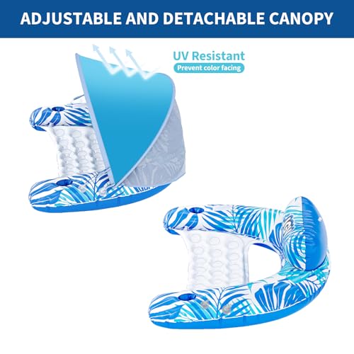 XL Inflatable Pool Float with Canopy and Drink Holder J105117