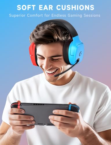 2.4GHz Wireless Gaming Headsets with Noise Canceling Mic, 7.1 Surround Sound, 70H Battery J55575