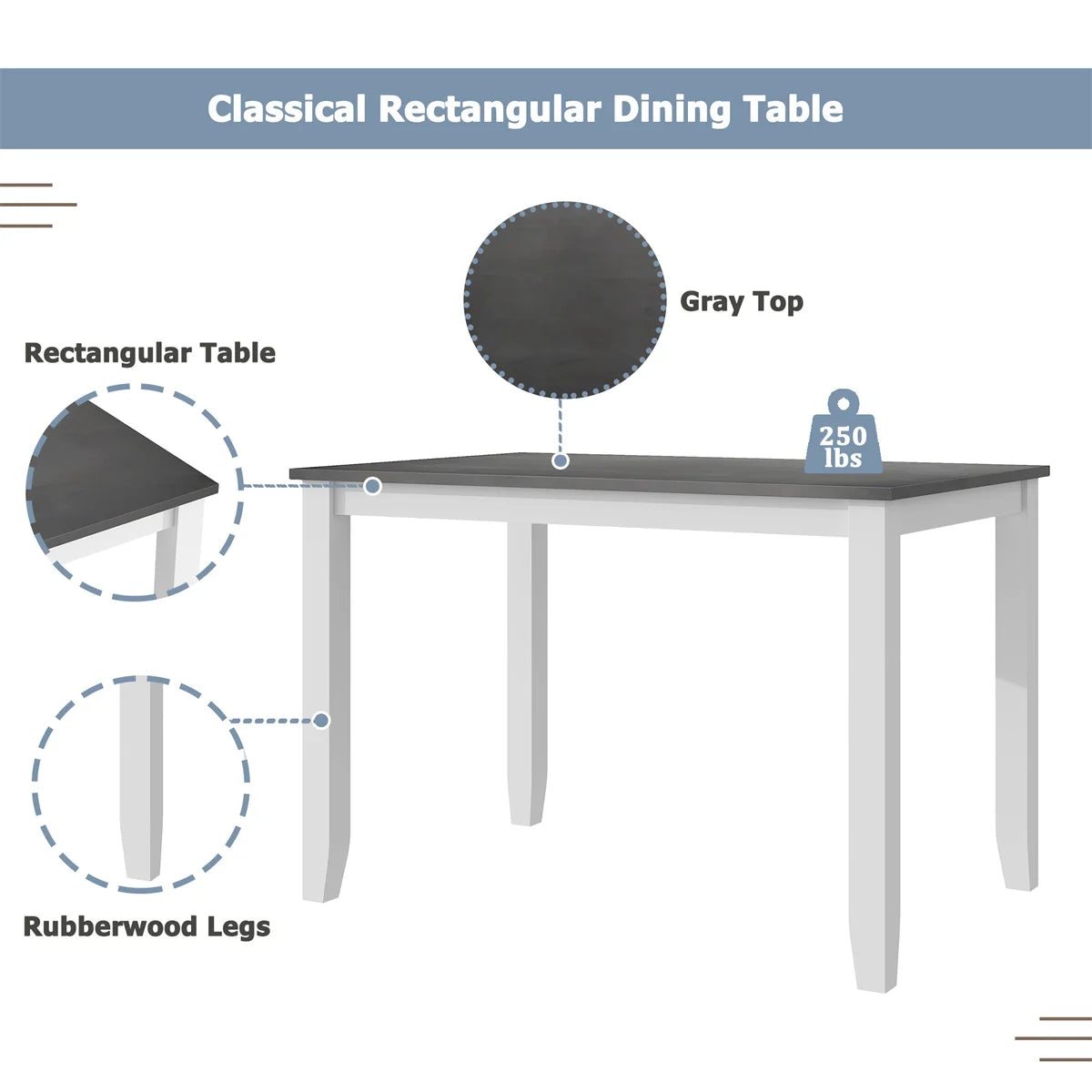 Rustic 5-Piece Dining Table Set with 4 X-Back Chairs B685