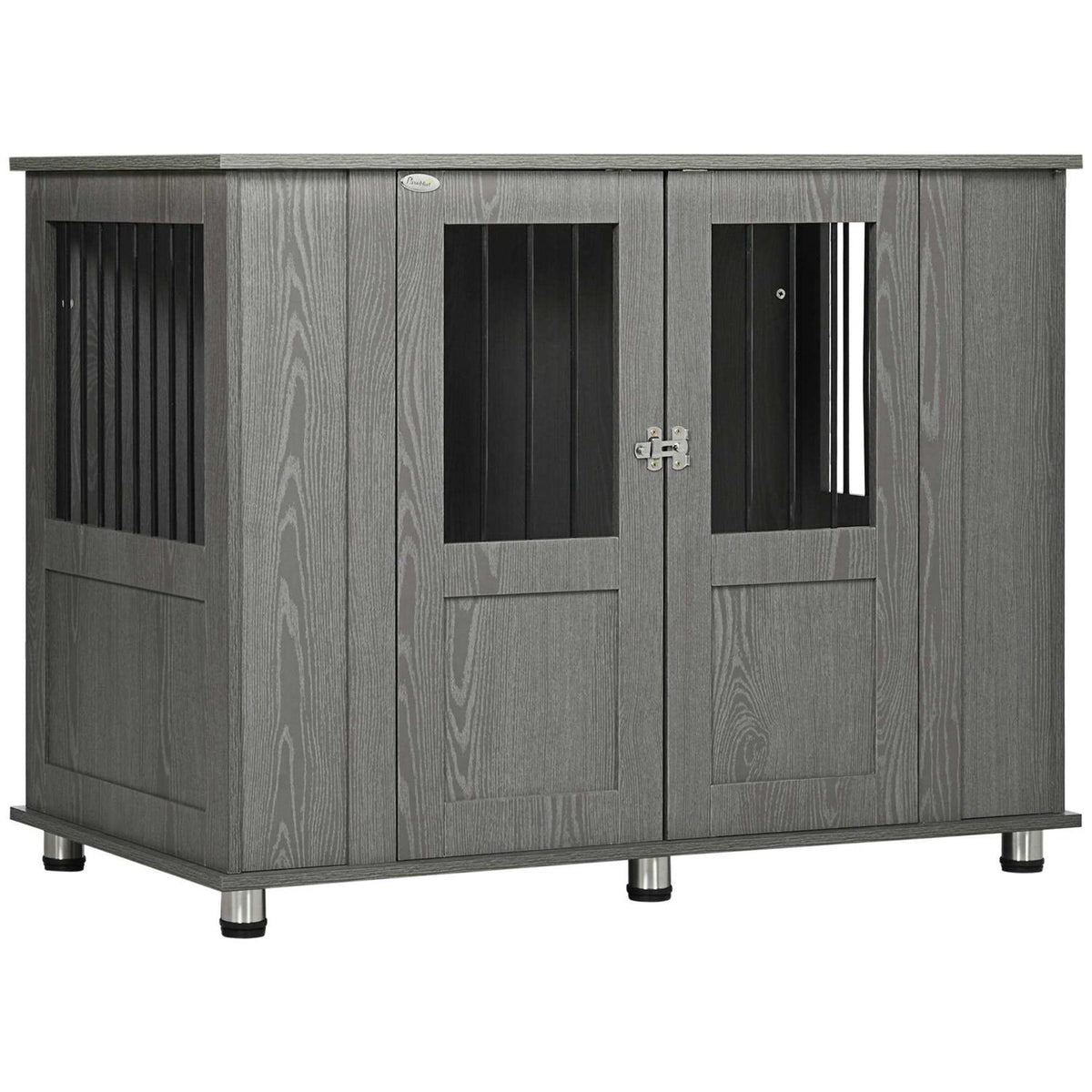 Wooden Dog Crate End Table with Lockable Magnetic Doors N689439