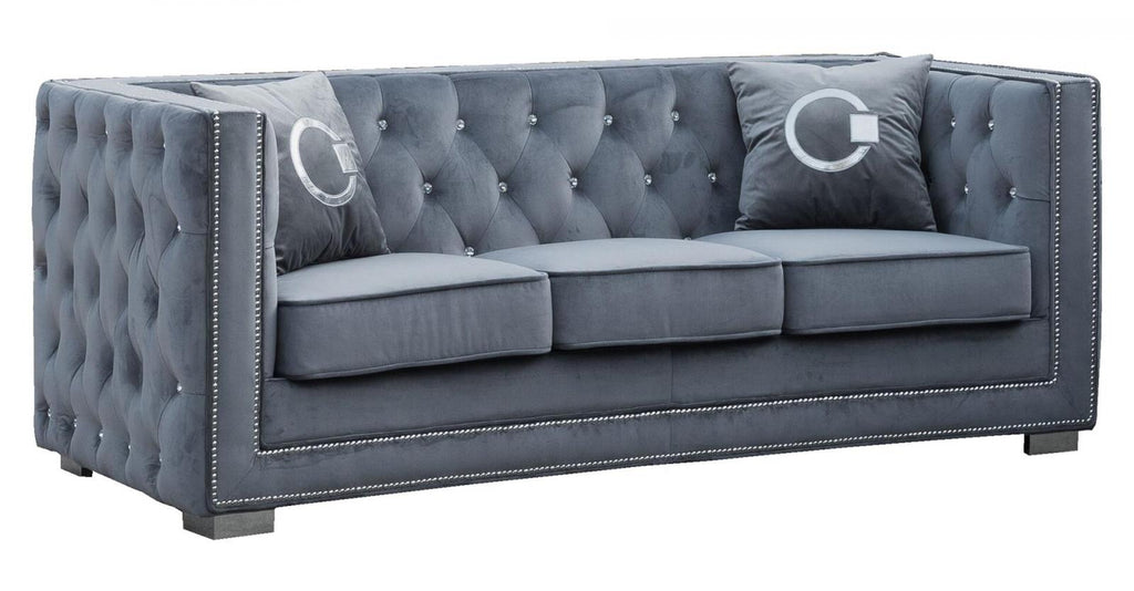 Gray Fabric Sofa & Loveseat Set 2Pcs with Steel Legs U4837