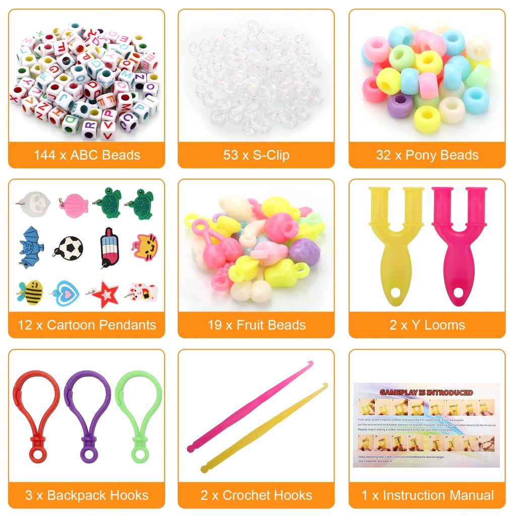 2069pcs Loom Bands Kit 28 Colors Rubber Bands Bracelets Making Kit with Accessory K947708
