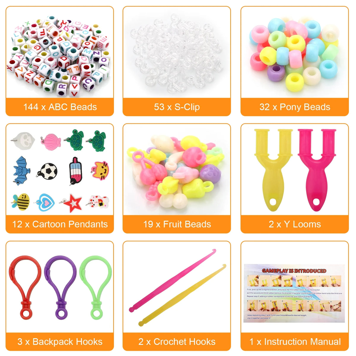 2069pcs Loom Bands Kit 28 Colors Rubber Bands Bracelets Making Kit with Accessory K947708