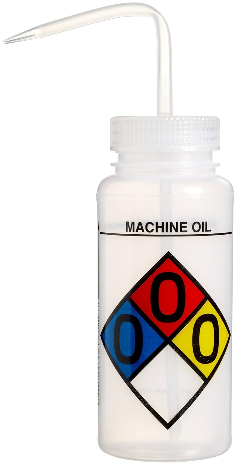4-Color Acetone Wide-Mouth Wash Bottles; 1000ml (32oz), Polyethylene w/Red Polypropylene Cap (Pack of 4) X969527