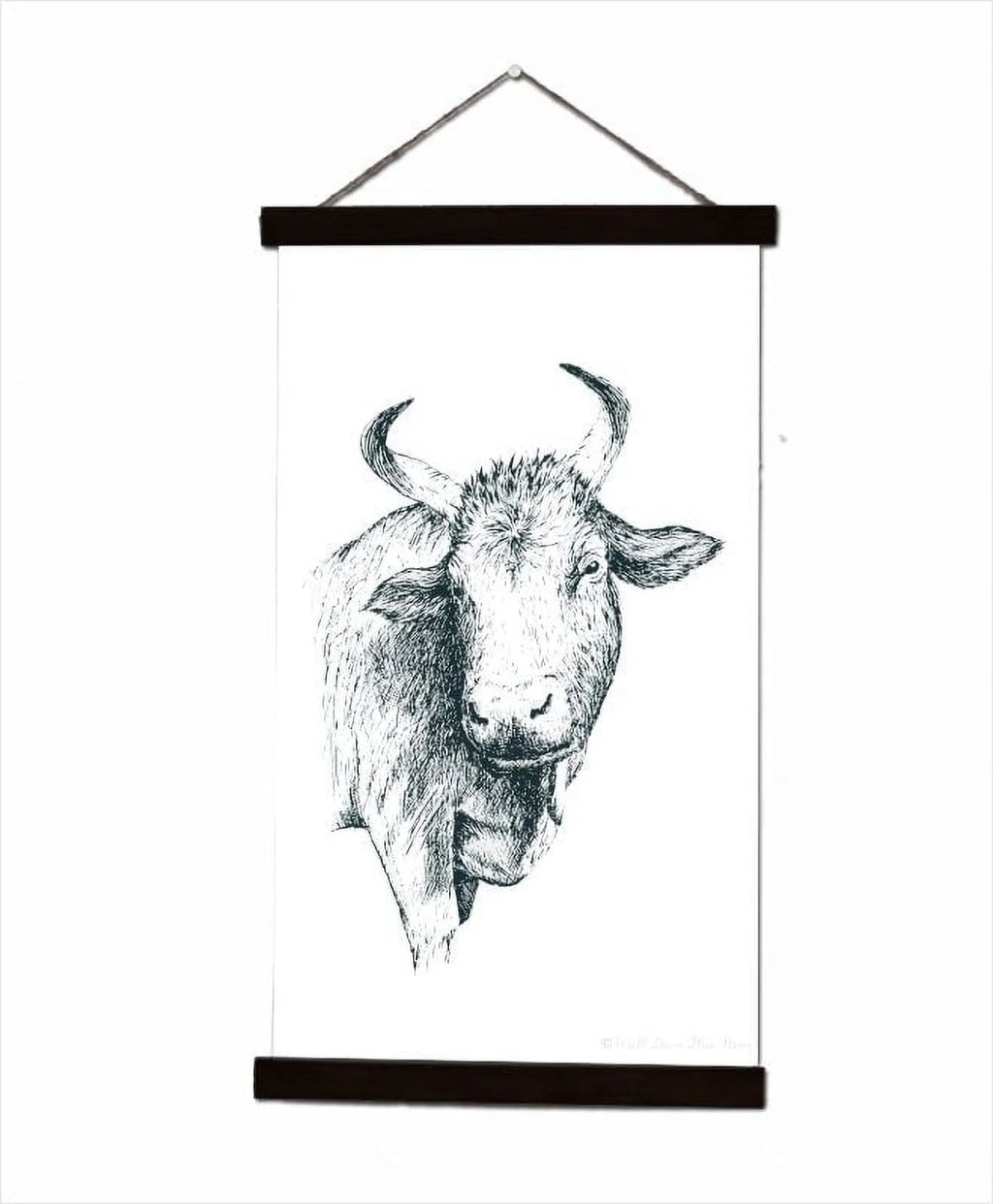 Black Canvas Farm Animal Cow Wall Hanging 15x26-Inch N708