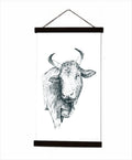 Black Canvas Farm Animal Cow Wall Hanging 15x26-Inch N708