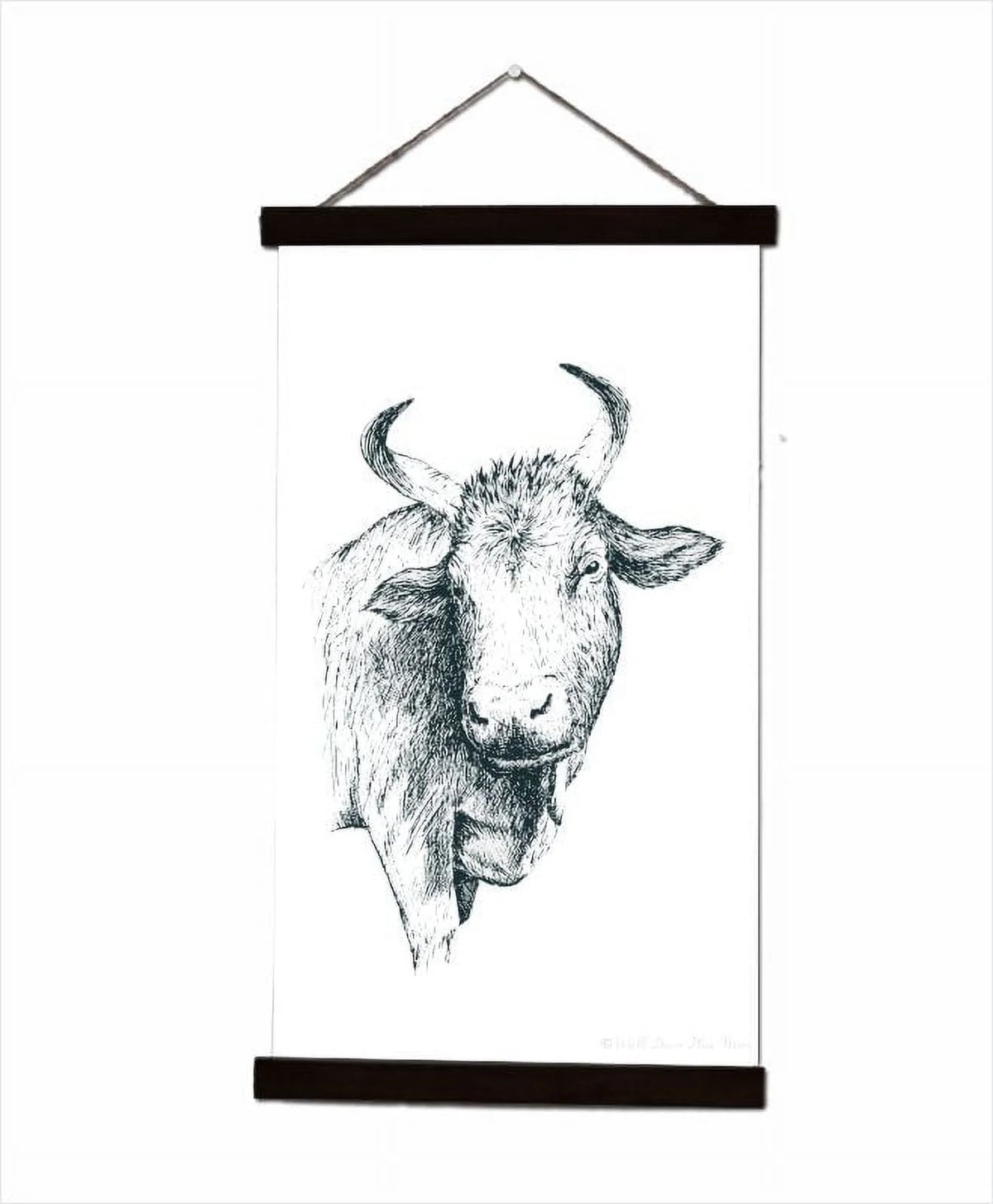 Black Canvas Farm Animal Cow Wall Hanging 15x26-Inch N708