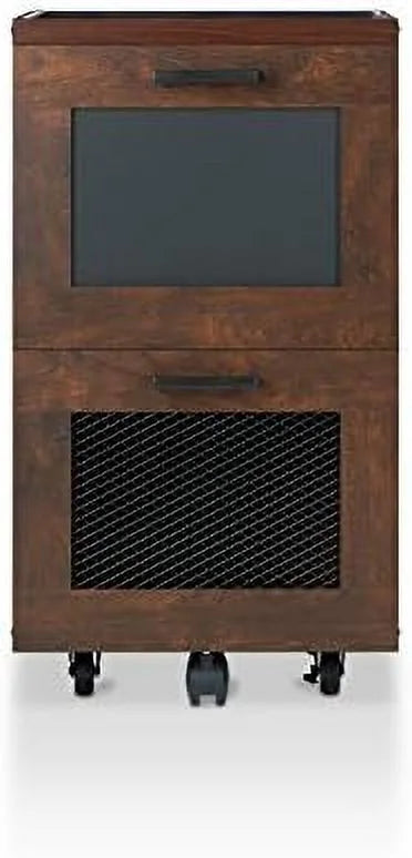 Walnut Wood Filing Cabinet With Casters W2878